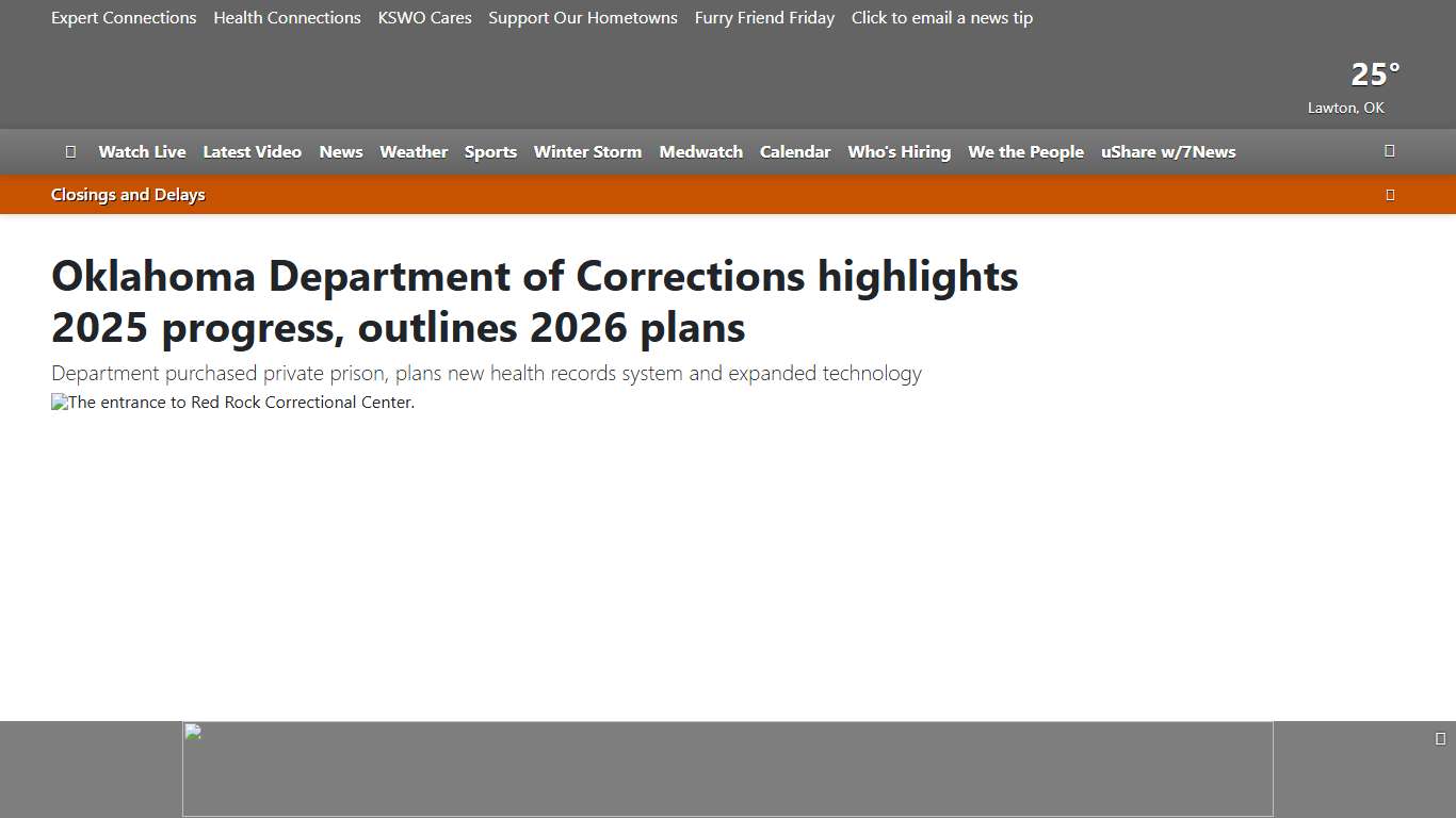 Oklahoma Department of Corrections highlights 2025 progress, outlines 2026 plans